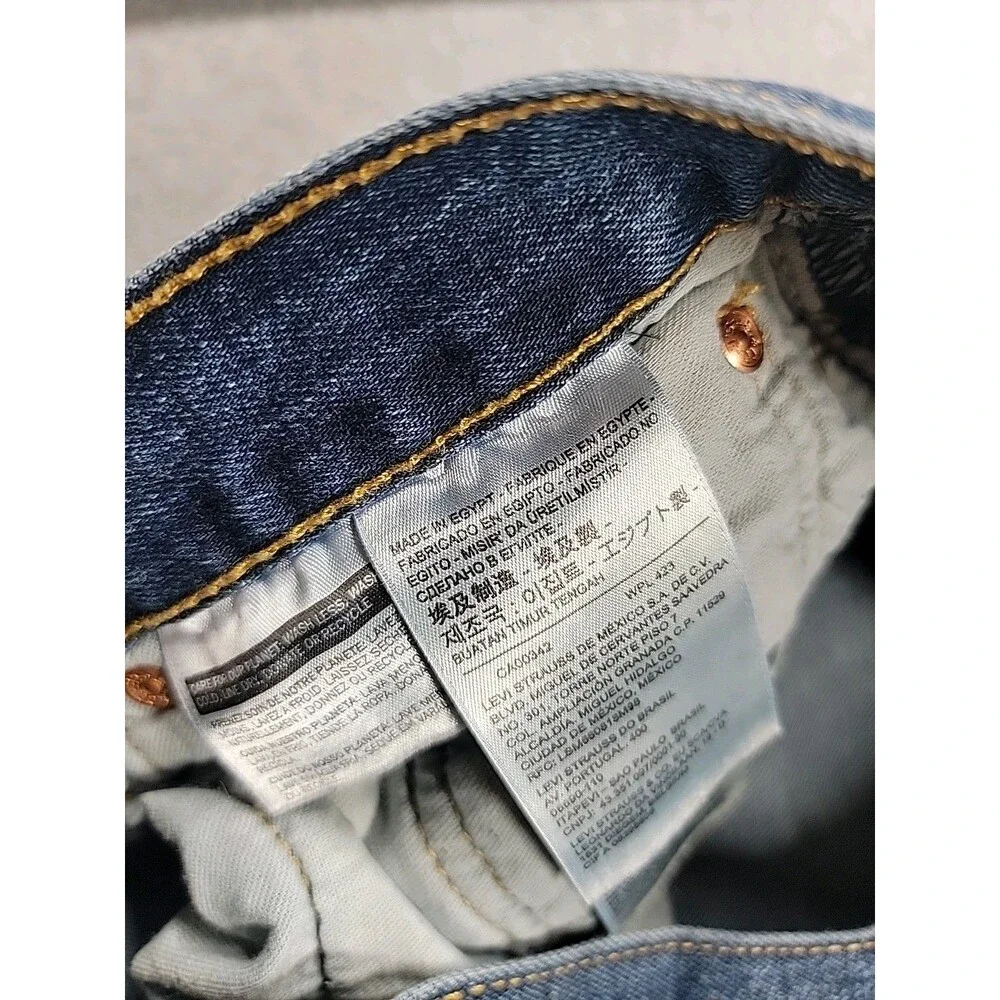 Levis Mens 501 (30x29) Jeans Straight Button Fly Mid‎ Stretch Dark Blue